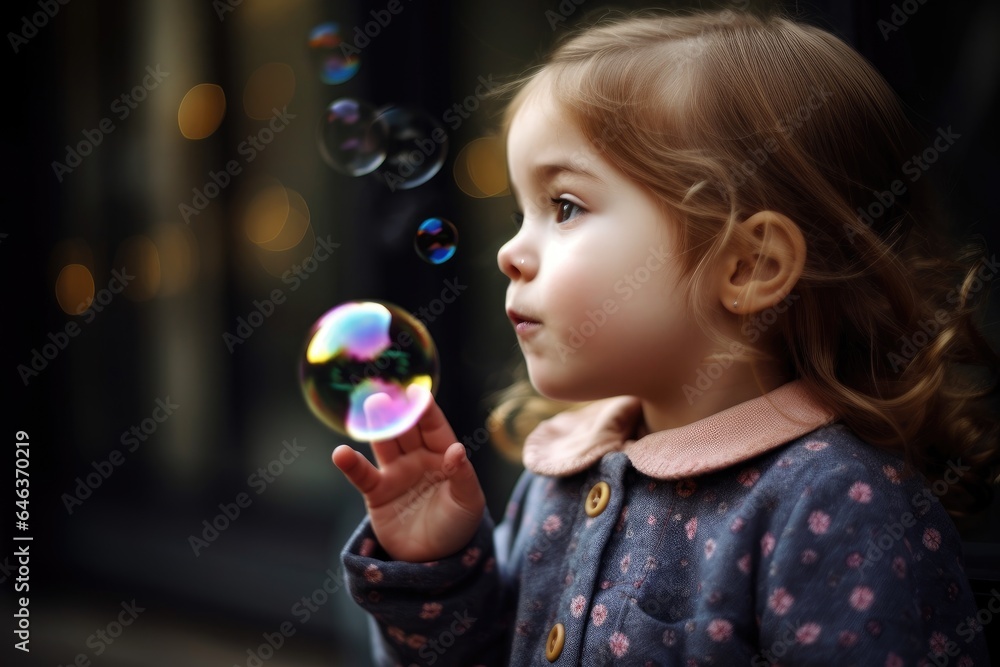 shot of a little girl blowing bubbles