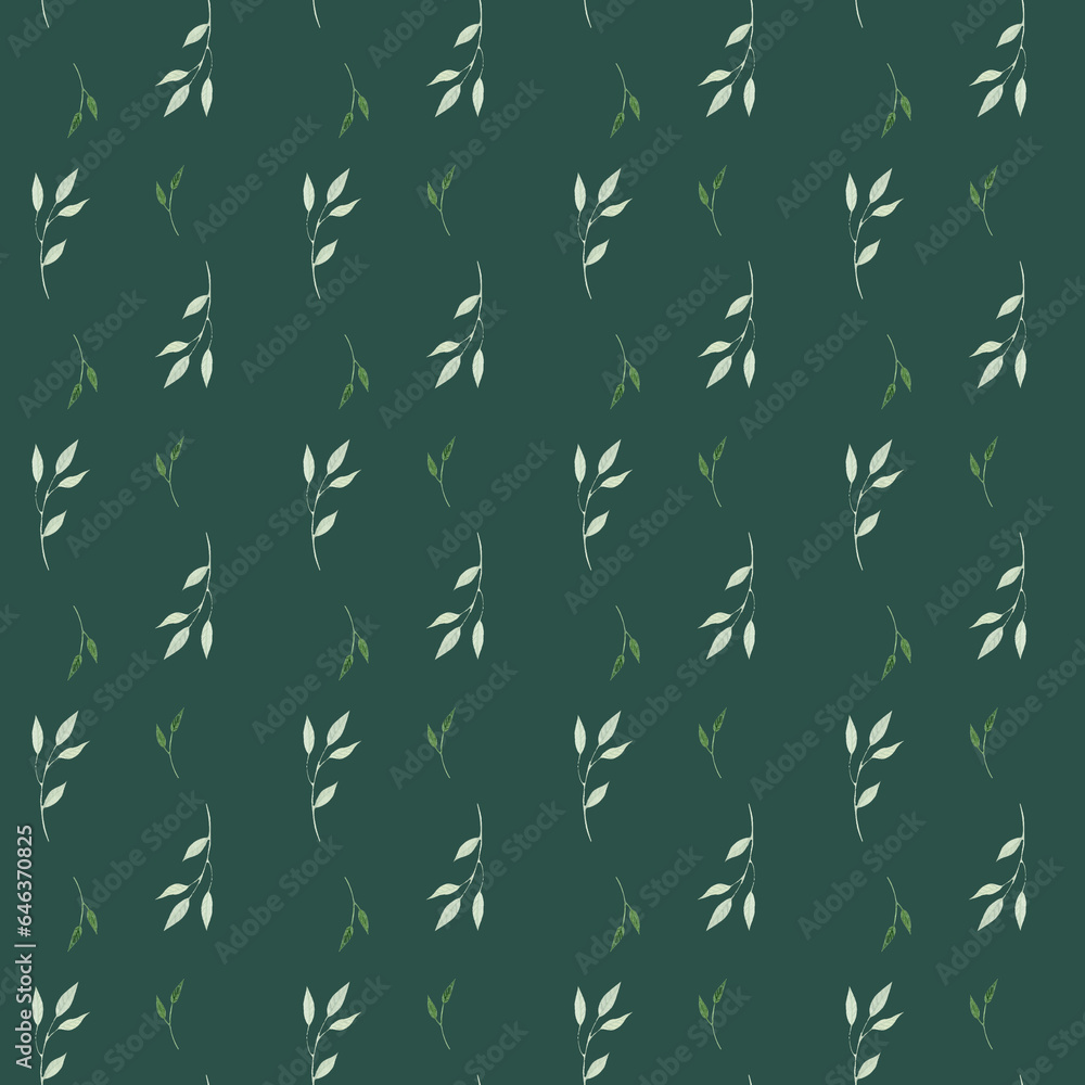 pattern with twigs leaves painted in watercolor pattern with twigs leaves painted in watercolor