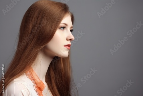 side view of a beautiful model with long hair