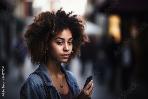 shot of a young woman using her cellphone in the city