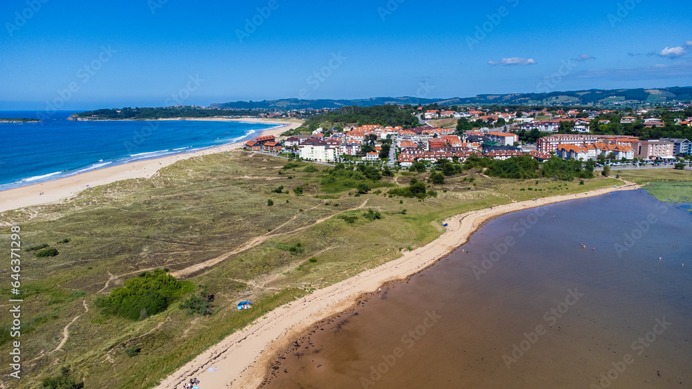 Aerial view of Dunas del Puntal and Somo. Cantabria, Spain.