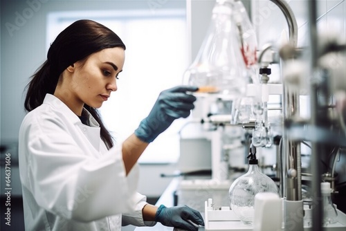 shot of a young woman going through her daily routine in a lab