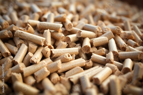 Detailed view of biomass fuel pellets. Generative AI
