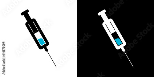 Medical syringes. Vaccine and syringe icon. Injection vector illustration.