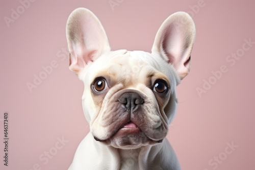 french bulldog smiling face studio shot on color wall background