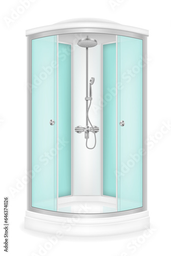 shower cabin with glass doors vector illustration
