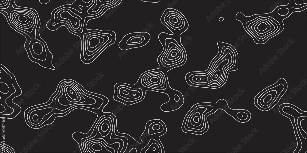 Abstract white on black background Topographic line map pattern. Contour elevation topographic and textured Background Modern design with gradient color background with topographic wavy patte. Abstract white on black background Topographic line map pattern. Contour elevation topographic and textured Background Modern design with gradient color background with topographic wavy patte.