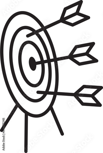 Arrow in target icon. Strategy symbol success. Vector illustration.