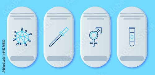 Set line Pipette, Gender, Virus and Blood test and virus icon. Vector