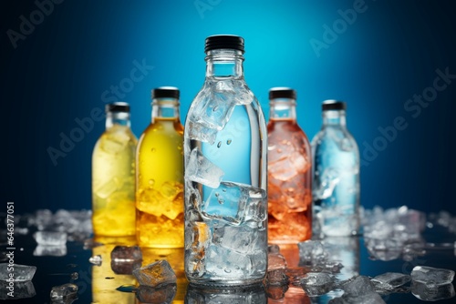 A symphony of color as cocktail bottles share space with shimmering ice