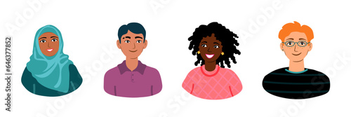 Four young people diverse students or coworkers