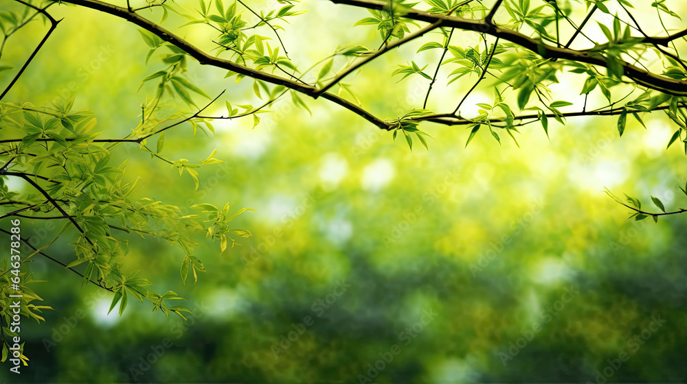 Fototapeta premium spring green leaves close up