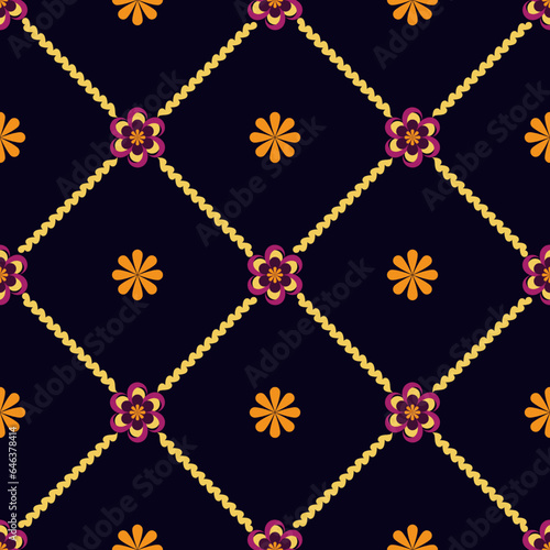 Seamless pattern with fantasy flowers, natural wallpaper, floral decoration curl illustration. Paisley print hand drawn elements.Geometric ethnic pattern seamless flower color