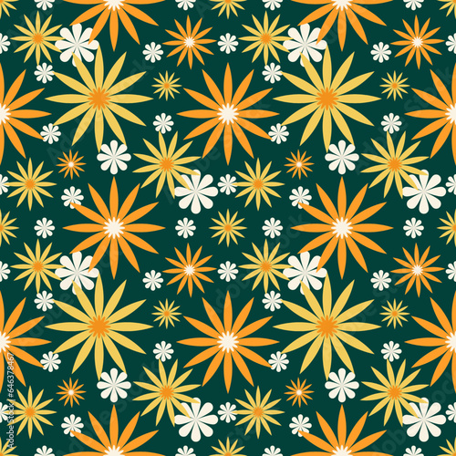 Seamless pattern with fantasy flowers, natural wallpaper, floral decoration curl illustration. Paisley print hand drawn elements.Geometric ethnic pattern seamless flower color