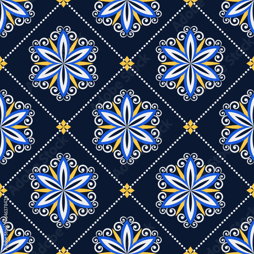Seamless pattern with fantasy flowers, natural wallpaper, floral decoration curl illustration. Paisley print hand drawn elements.Geometric ethnic pattern seamless flower color