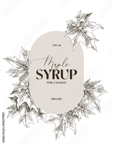 Maple syrup vector label template