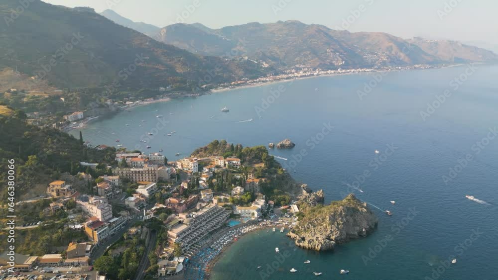 Beautiful Aerial View of Coastline in Taormina, Sicily Beautiful Aerial View of Coastline in Taormina, Sicily