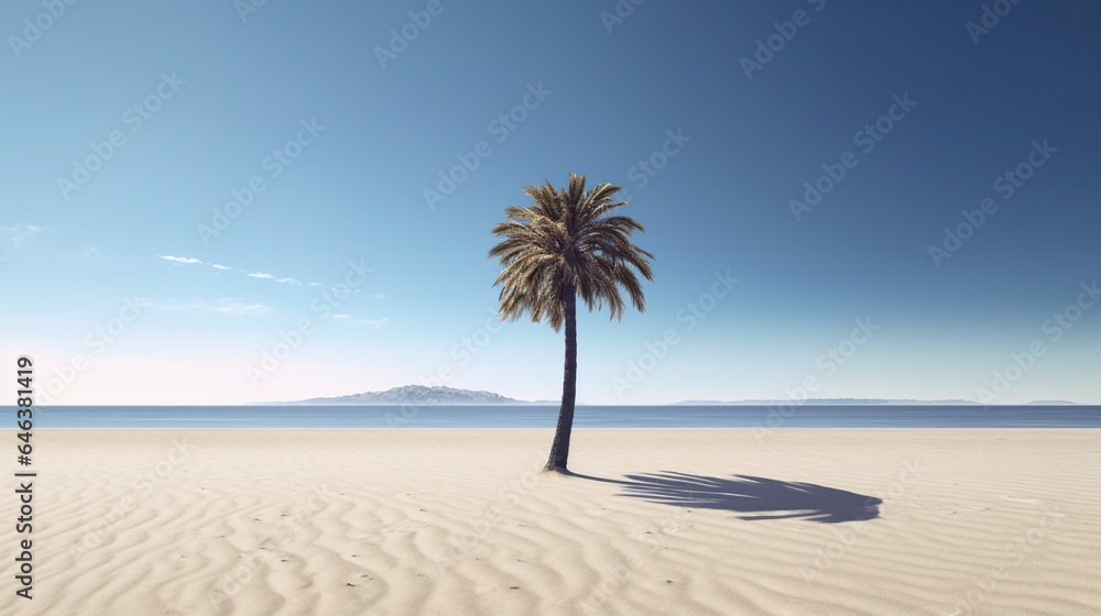 Fototapeta premium Tranquil Serenity in Nature Solitary Palm Majesty