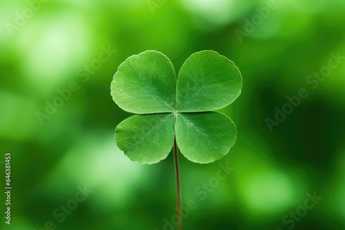 macro shot of a four-leaf clover against a blurred green background