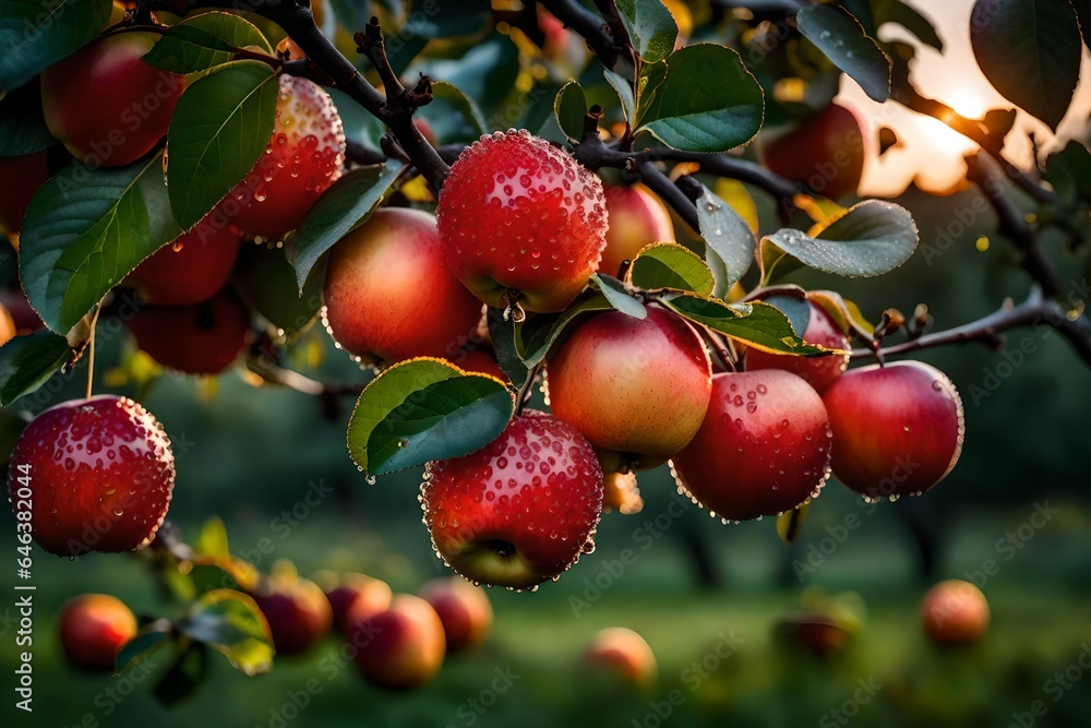 Obraz premium red apples on a tree