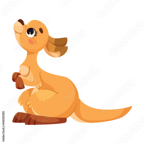 Cute Kangaroo as Australian Animal Character in Standing Pose Vector Illustration