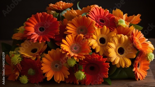 Vibrant Orange Gerbera Daisy  Gerbera jamesonii  - Captivating Hue in Blossom