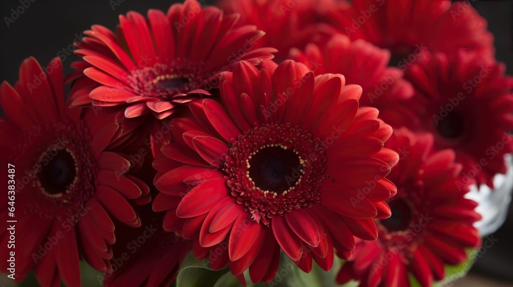 Fototapeta premium Vibrant Red Gerbera Daisy (Gerbera jamesonii) in Close-up - Nature's Beauty Captured