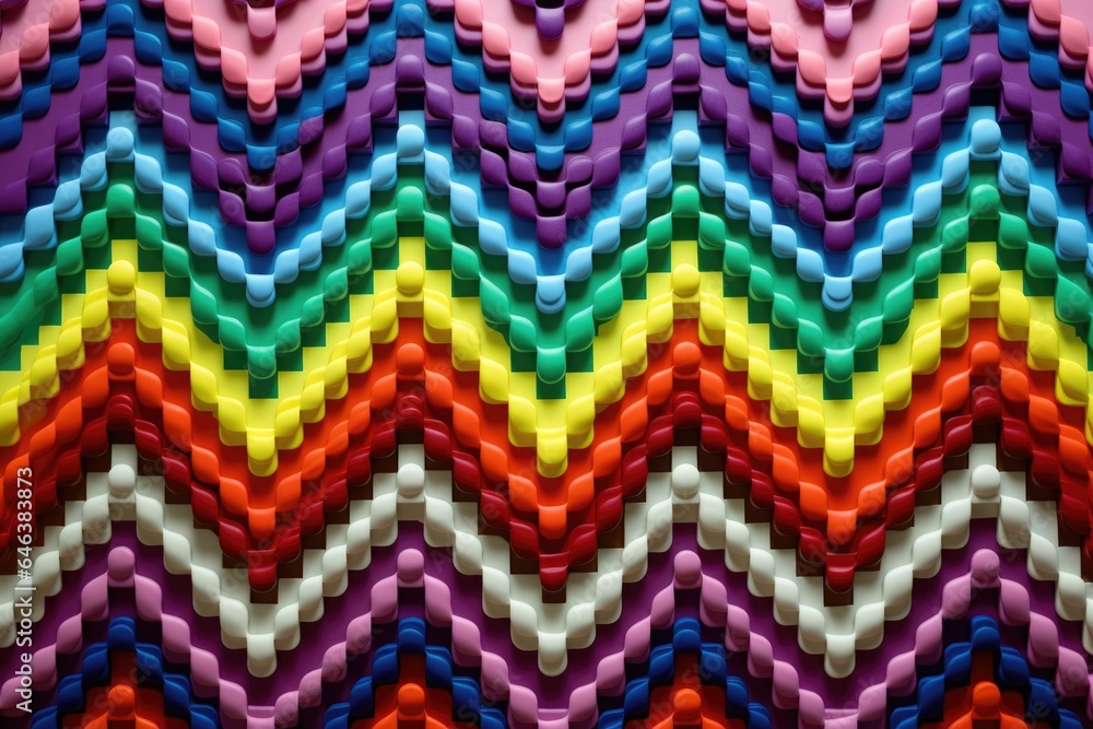 zigzag pattern formed using multicolored bricks