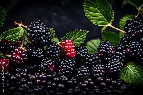 blackberries on black background