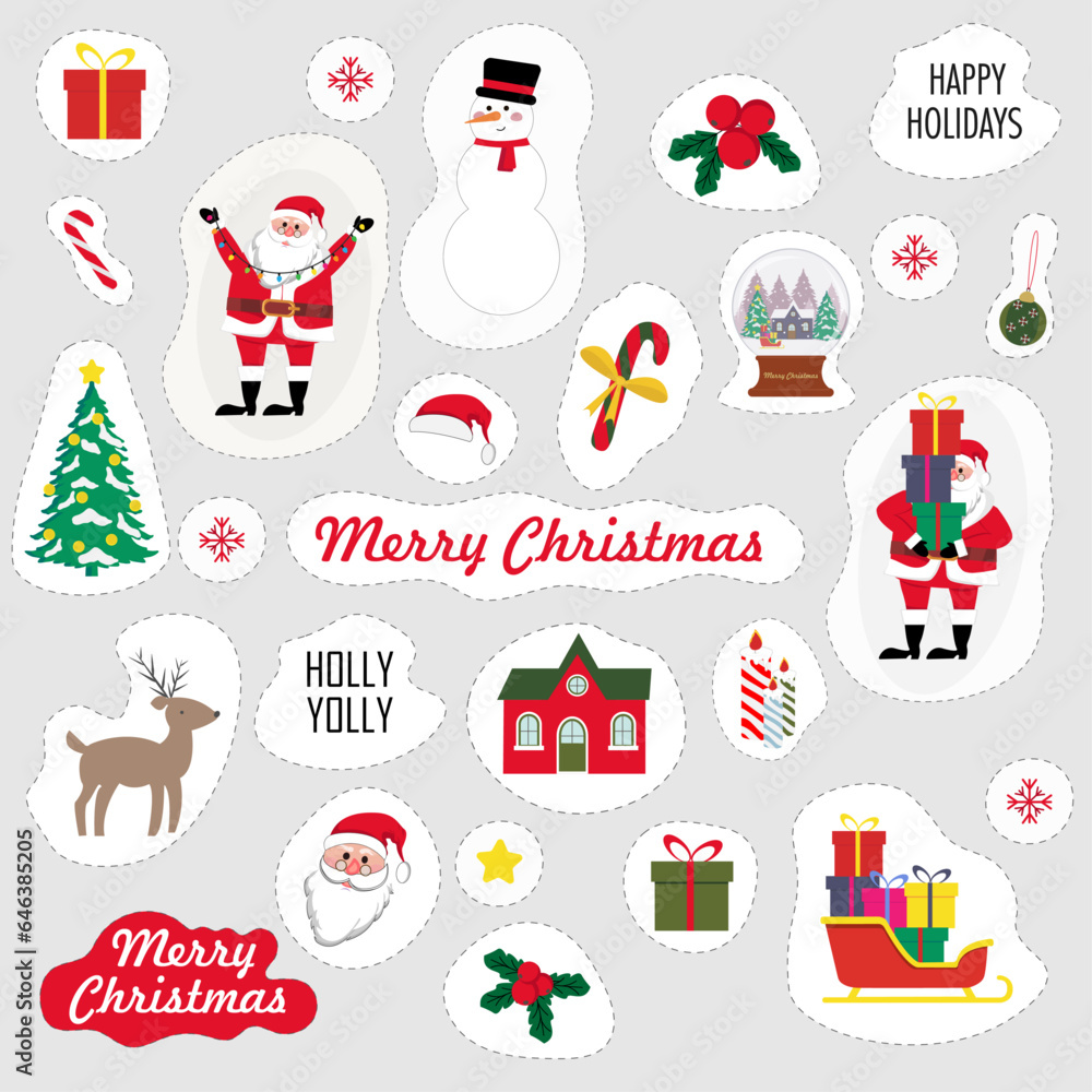 Fototapeta premium Christmas icons vector symbols illustration. Merry Christmas