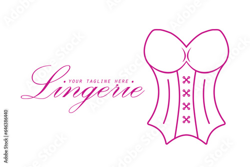 Cute lingerie logo for a lingerie boutique,  fashion designer's salon and more vector line style illustration