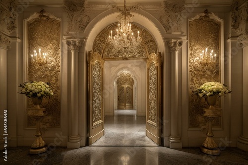 lavish hotel entrance. Generative AI © Braxton