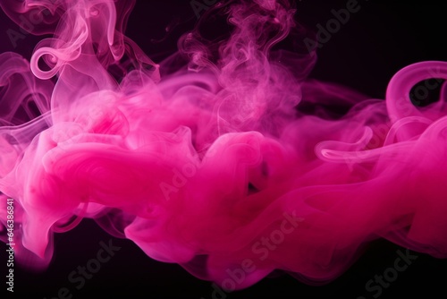 Explosive pink smoke on black background. Generative AI