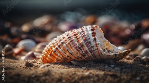 Serene Seashell on Misty Morning Beach - Coastal Tranquility and Ethereal Beauty © Irfanan