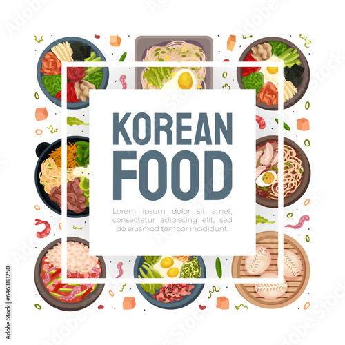 Korean Food Tasty Dish Banner Design Vector Template