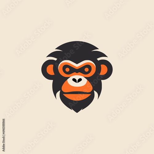 simple cartoon monkey wild animal logo vector illustration template design