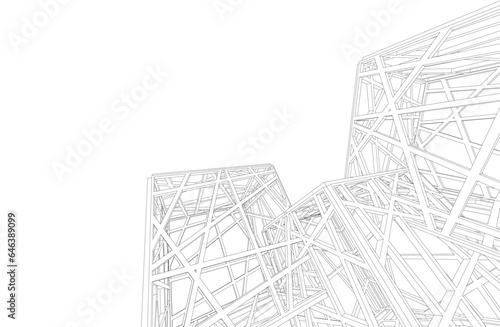 Architectural background. Cube lattice construction