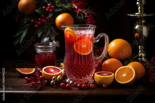 Christmas winter non-alcoholic vegan drink made from natural berries and juice