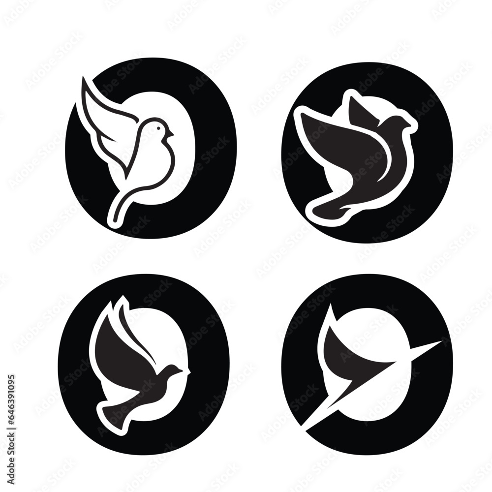 Initials Logo Design Alphabet Letter O & Dove Logo Design Concept