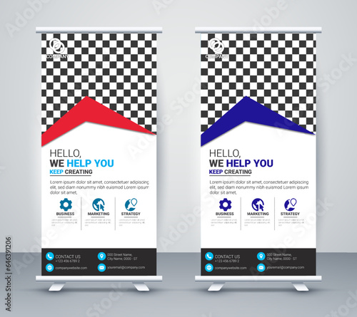 Business roll-up display standee for presentation purposes