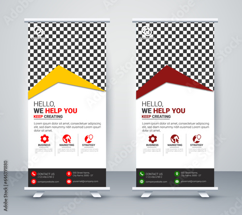Business roll-up display standee for presentation purposes