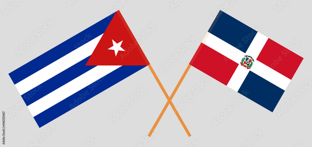Crossed flags of Cuba and Dominican Republic. Official colors. Correct proportion