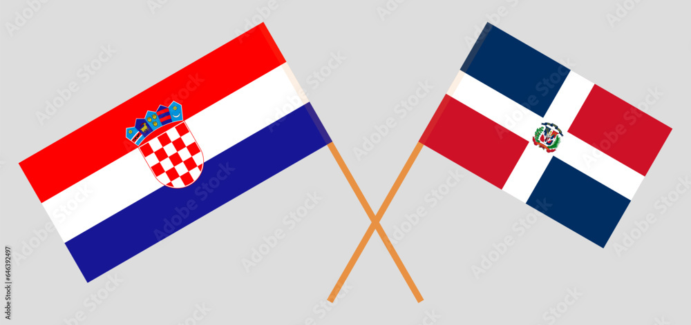 Crossed flags of Croatia and Dominican Republic. Official colors. Correct proportion