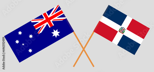 Crossed flags of Australia and Dominican Republic. Official colors. Correct proportion