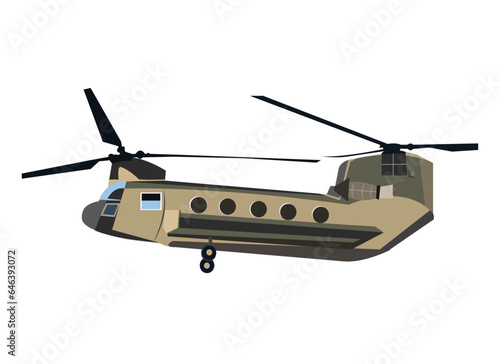 Graphic illustration of Boeing  Chinook Helicopter operated by Air Forces.

