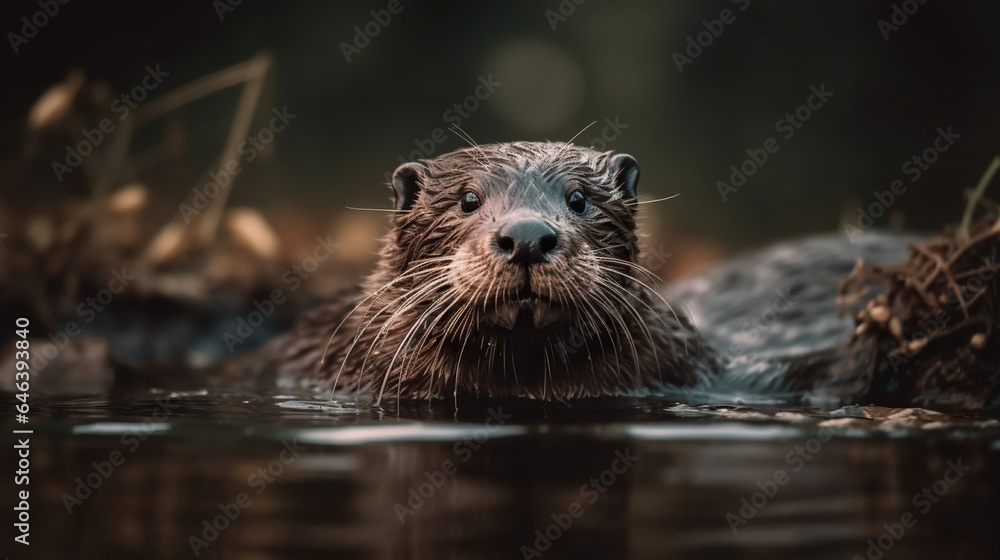 Adorable and Playful Baby Otter Floating on its Back, a Delightful Aquatic Companion Adorable and Playful Baby Otter Floating on its Back, a Delightful Aquatic Companion