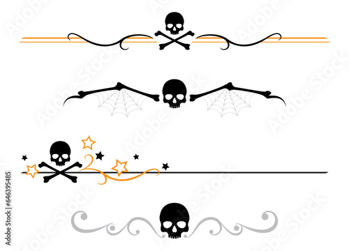 A set of spooky Halloween dividers, skull and bones
