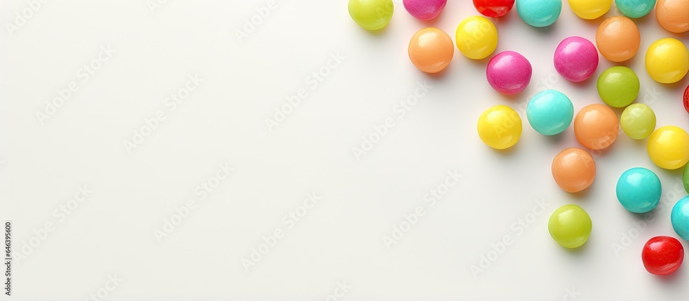 Colorful gummy balls on isolated pastel background Copy space Colorful gummy balls on isolated pastel background Copy space