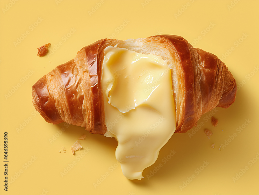 Butter Croissant bread with melted cheese colorful bakery Butter Croissant bread with melted cheese colorful bakery