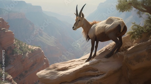 Graceful Goat Perched on a Rocky Ledge, Embracing the Majesty of its Elevated Domain